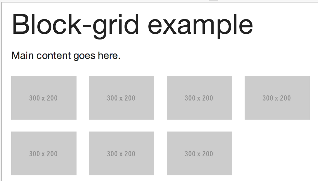 Block grid displayed in wide screen.